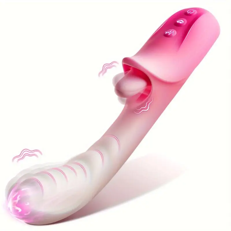 Dildo Rosa 4 en 1 con Lengua y Estimulación Punto G's photo #1