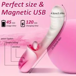 Dildo Rosa 4 en 1 con Lengua y Estimulación Punto G's photo #2