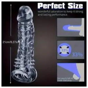 Funda extensora de pene transparente y potenciador del grosor miniatura 3